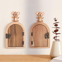 Solid wood switch frame creative wall decoration concealing ornaments porch door blocking socket protective cover household dustproof