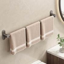 No punching towel rack single pole towel bar gun gray bathroom toilet storage rack space aluminum hanging rod bath towel rack