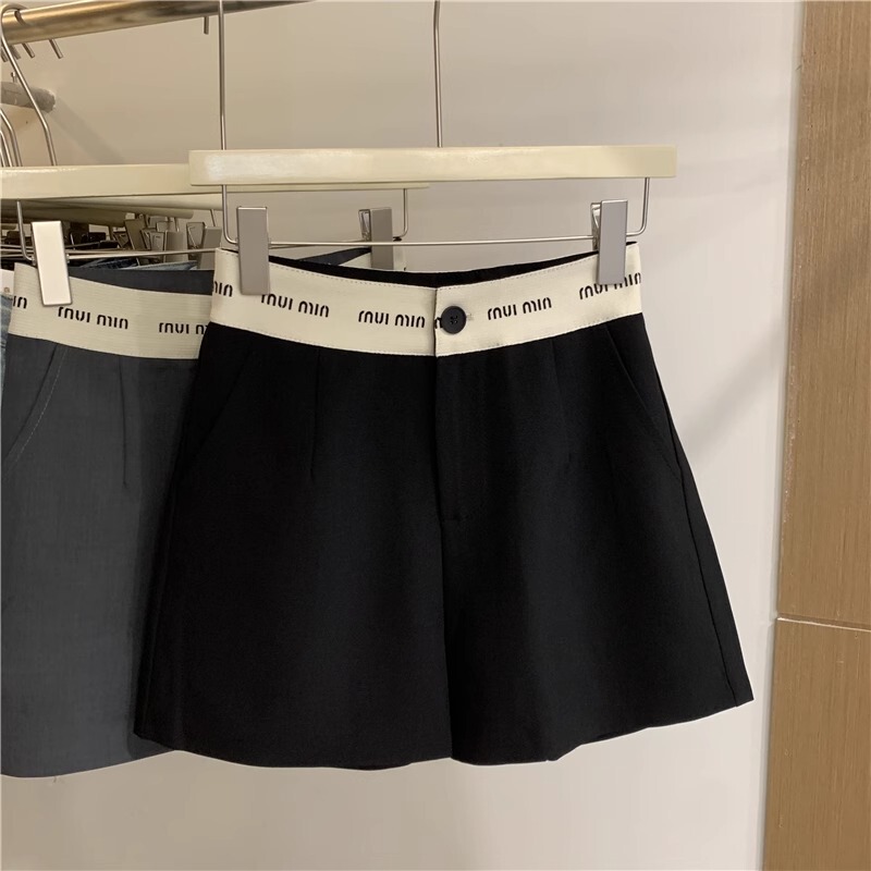 Black Casual Shorts for Women, Summer Thin Style, Pear-Shaped Body, Petite, Plus Size, Slimming, Loose A-Line Wide-Leg Pants