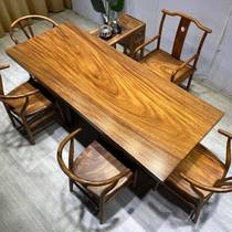 Large board tea table tea table Okan solid wood large board log countertop tea board new Chinese tea table and chair combination mahogany desktop