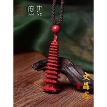New cinnabar Wenchang Tower pendant with high content of purple gold sand gold list title pendant for men and women number one scholar pen amulet hanging