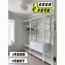Li x multifunctional walk-in closet shelf assembly household metal floor-standing clothes hanger home combination open type