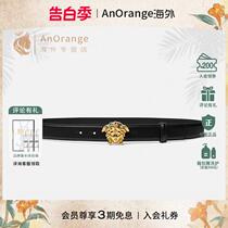 Belt mens soft cow leather Medusa buckle black belt 2024 new style