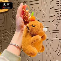Plush Persimmon Blowing Bubbles Capibara Pendant Doll Cute Couple Car Keychain Cartoon Small Gift