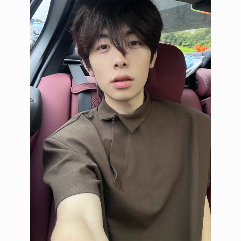 Niche Design Asymmetrical Polo Shirt for Men, Short-Sleeved Summer Trendy Brand, Asymmetrical Button-Up, High-End Feel Half-Sleeve T-Shirt