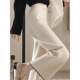 White Chenille Wide-Leg Pants for Women 2024 New Winter Style Loose High-End Feel Petite High-Waisted Straight Casual Pants