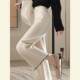 White Chenille Wide-Leg Pants for Women 2024 New Winter Style Loose High-End Feel Petite High-Waisted Straight Casual Pants