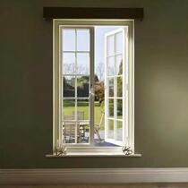 Cream square casement window French retro restaurant cafe arched floor-to-ceiling window indoor study window customization