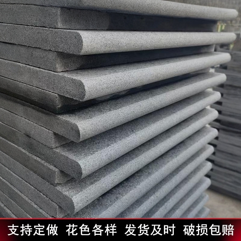 Marble Coping Stone, Granite Flower Bed, Fish Pond Edge Coping Stone, Edged Curved Sesame Gray Coping Stone