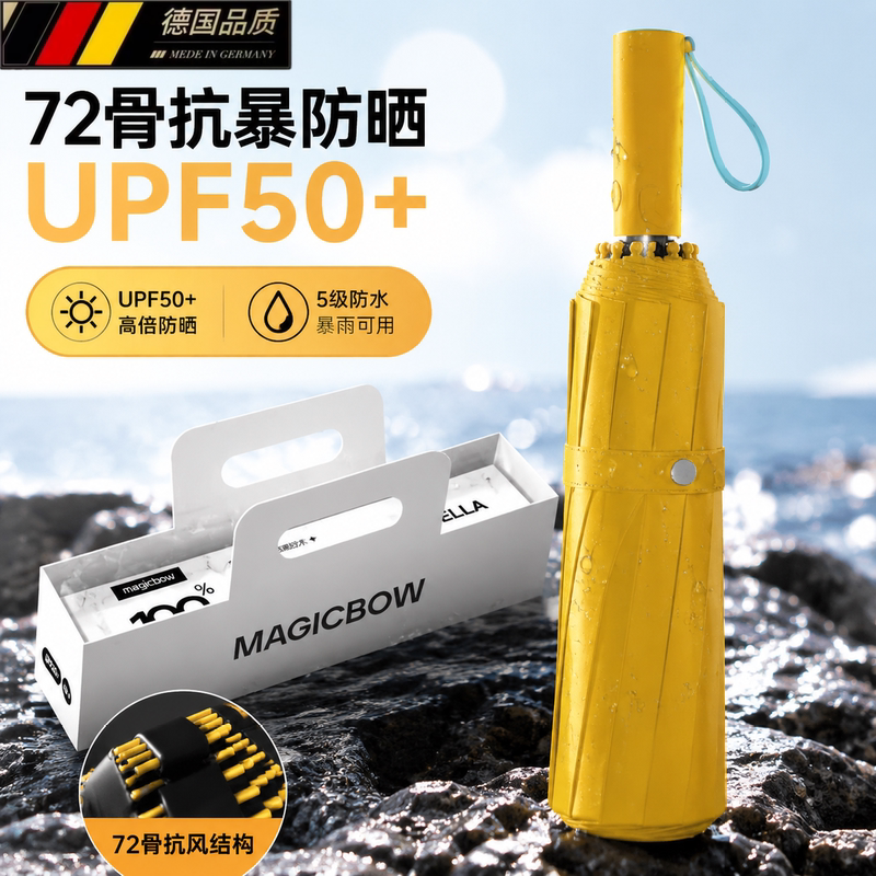 German Ea72 Color-Blocking Series Fully Automatic Sun Umbrella, Dual-Use for Sun and Rain, Uv Protection, Foldable Large Umbrella German Ea72 Color-Blocking Series Fully Automatic Sun Umbrella, Dual-Use for Sun and Rain, Uv Protection, Foldable Large Umbrella