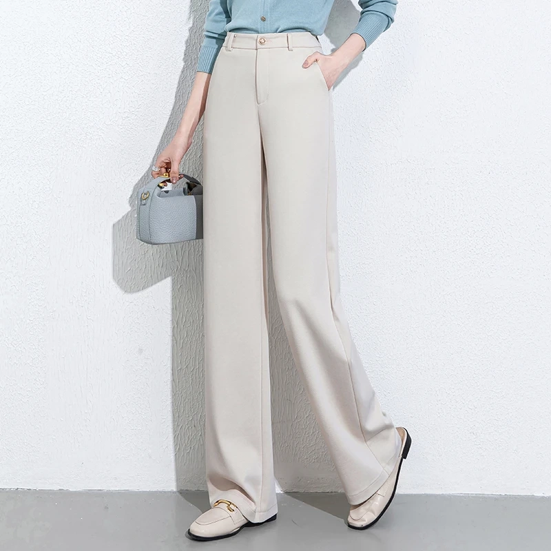 Ximuge High-End Factory Store Spring New Women's Straight-Leg Pants High-Waisted Slimming Draped Wide-Leg Pants Casual Long Pants