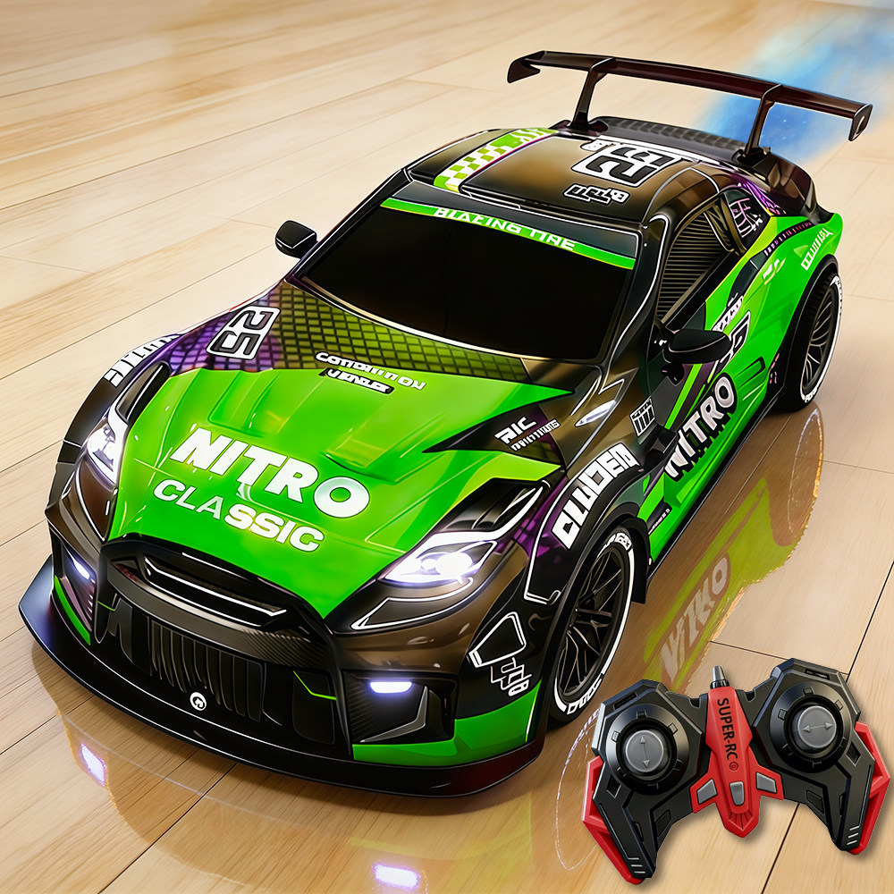 Large Rc Remote Control Racing Car with Spray Function, Children's Toy Car, Rechargeable High-Speed Drift Car, Birthday Gift for Boys