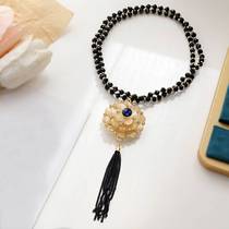 New flower cats eye necklace clothing rhinestone flower shaped tassel womens necklace long bead chain necklace with