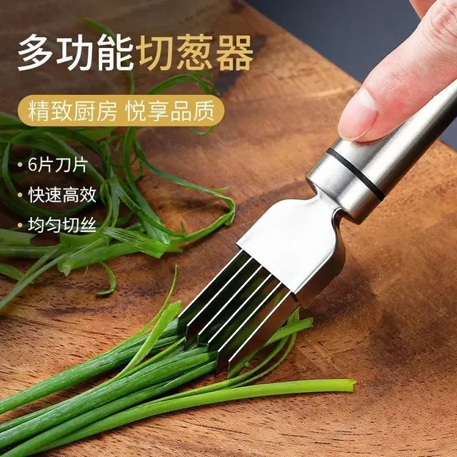 Onion Cutting Tool, Onion Slicer, Shredder, Scallion Slicer, Shredding Knife, Stainless Steel Grater, Kitchen Gadget