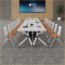 Training table and chair combination can be spliced flip table mobile long table with wheels multifunctional office folding conference table