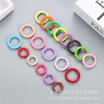 Factory direct sales alloy spring ring spray paint spring buckle toy diy jewelry hanging buckle metal key chain