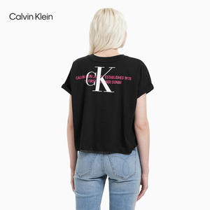 CK Jeans2021春夏新款女装圆领短袖时尚叠搭LOGO印花T恤J216353