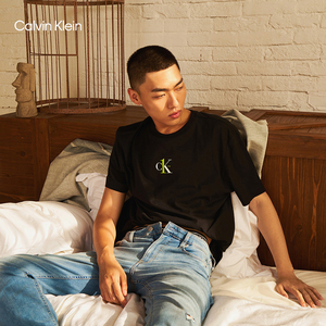 【CKONE】CK Jeans 男女同款时尚LOGO全棉短袖T恤 J400077