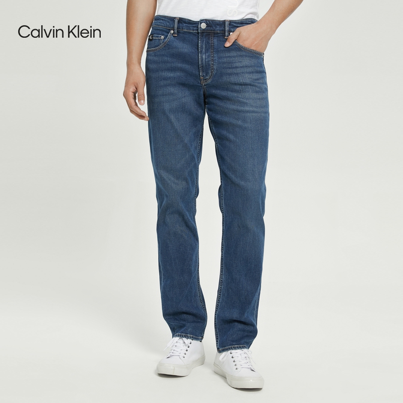 CK Jeans22 Spring New Men's Fit In Blue Washed Cat's Whiskers Stretch Jeans J320660