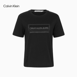 CK Jeans 2021春夏新款女装网眼LOGO印花圆领短袖T恤ZW01467