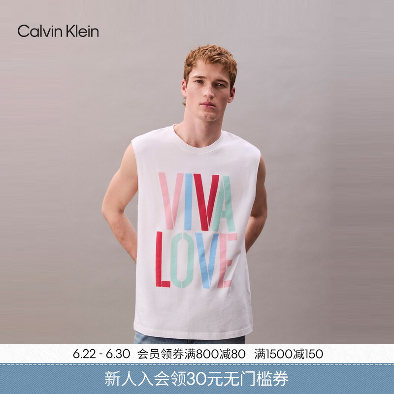 [Rainbow Series] Ck Jeans Summer Men's Pure Cotton Casual Colorful Letter Loose Sports Vest T-Shirt