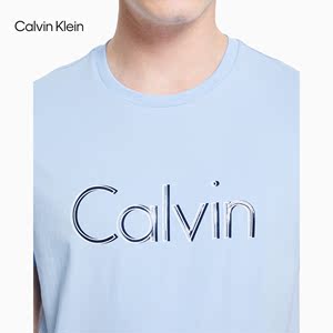 CK Jeans 2021春夏新款男装叠影LOGO时尚圆领短袖T恤J315047