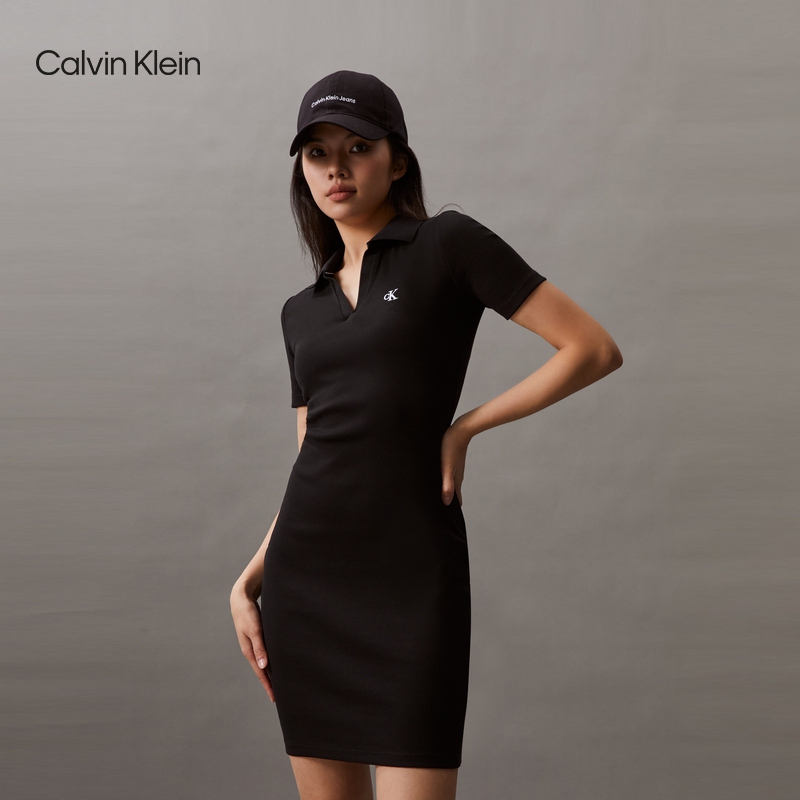Ck Jeans Summer Women's Elegant Casual Simple Embroidered Slim Fit Seagull Collar Short-Sleeved Polo Dress Ck Jeans Summer Women's Elegant Casual Simple Embroidered Slim Fit Seagull Collar Short-Sleeved Polo Dress