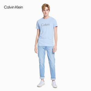 CK Jeans 2021春夏新款男装叠影LOGO时尚圆领短袖T恤J315047