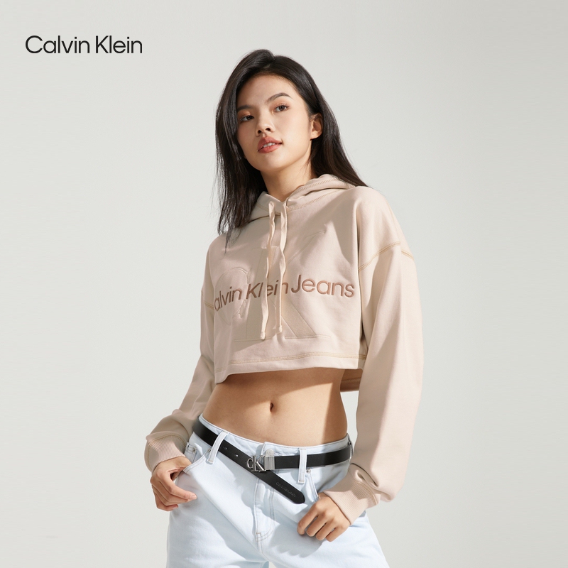 Ck Jeans Autumn Women's American Retro Street Fashion Hot Girl Short Embroidered Cotton Hoodie