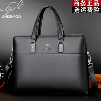 Goldlion 2024 new mens horizontal handbag business briefcase genuine leather official computer bag cowhide shoulder