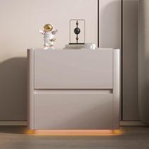 2024 Modern Simple Saddle Leather Creative Light Luxury Bedside Table Full Solid Wood Bedroom Small Coffee Table Storage Box High-Level Sense