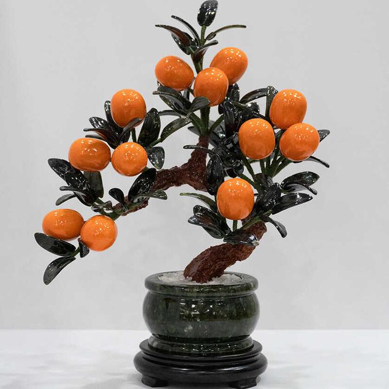 Natural Jade Yellow Jade Tangerine Bonsai Orange Tree for Opening Gifts, Good Luck and Prosperity, Office Living Room Entrance Decoration Natural Jade Yellow Jade Tangerine Bonsai Orange Tree for Opening Gifts, Good Luck and Prosperity, Office Living Room Entrance Decoration