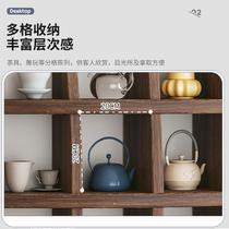 Wall-mounted Bogu rack solid wood Chinese-style wall panel wall Duobao Pavilion lattice rack storage rack background display