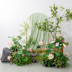 Simulated Lotus Flowers, Chinese-Style Zen Landscape Decoration, Floral Arrangements for Event Settings, Indoor Lotus Leaf Water Pond, Artificial Plants