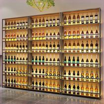 Iron industrial style wine rack bar wine cabinet winery multi-layer storage restaurant wine rack solid wood luminous display rack