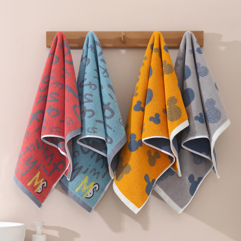 Pure Cotton Letter-Printed Large Towel for Women, Absorbent Face Towel for Home Use, Available in Multiple Colors, 29.9 Yuan for 5 Pieces