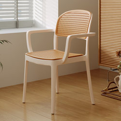 Rattan Dining Table Chair Plastic Backrest Chair For Home Stackable Small Apartment Middle Ancient Dining Stool thickened Armchair Wholesale