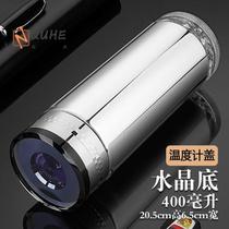 High-end brand double-layer glass mens portable insulated water cup crystal heat-resistant filtered tea cup gift box with lid plated