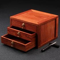 Paintless rosewood solid wood Puer tea box tea storage cabinet Kung Fu tea set tea ceremony spare parts storage cabinet tea tray no paint