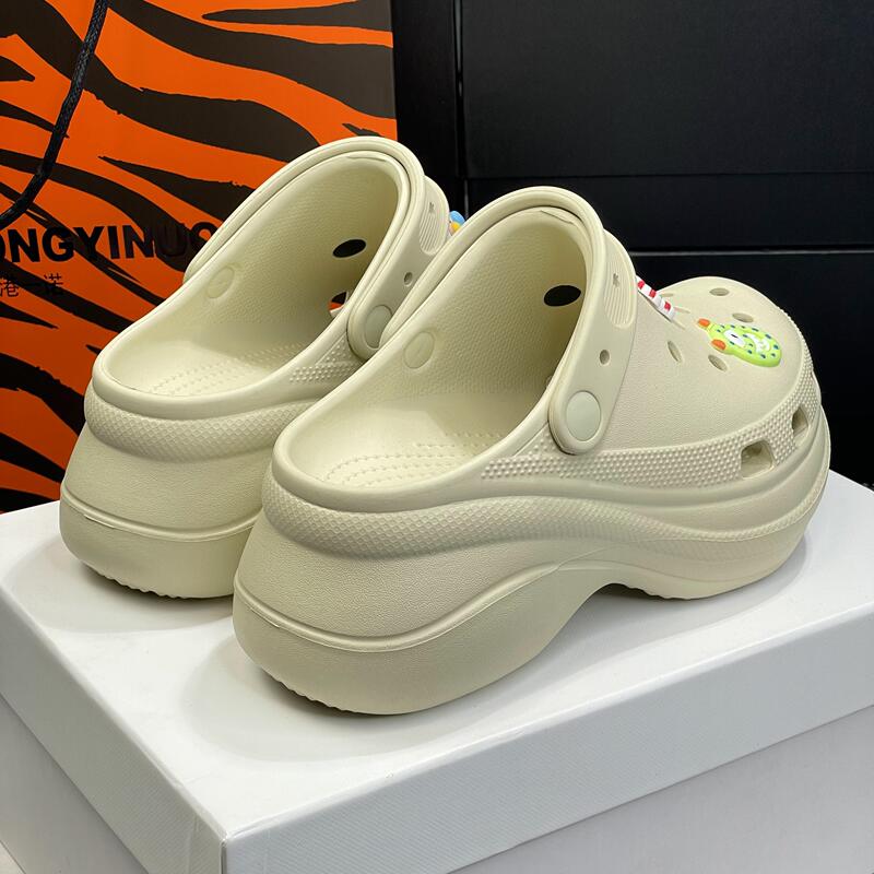 Bai Jingting Style Puffer Fish Hole Shoes for Women, Thick-Soled soft sole Summer Sandals, Men's 2025 New Trendy Slippers
