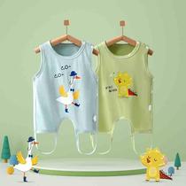 Baby bellyband pure cotton summer thin section for male and female babies half-back with legs and belly protector newborn summer vest style four seasons