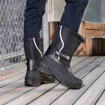 Winter new style warm lining plus velvet mens waterproof anti-slip mid-calf snow boots outdoor fishing boots ice fishing rain boots