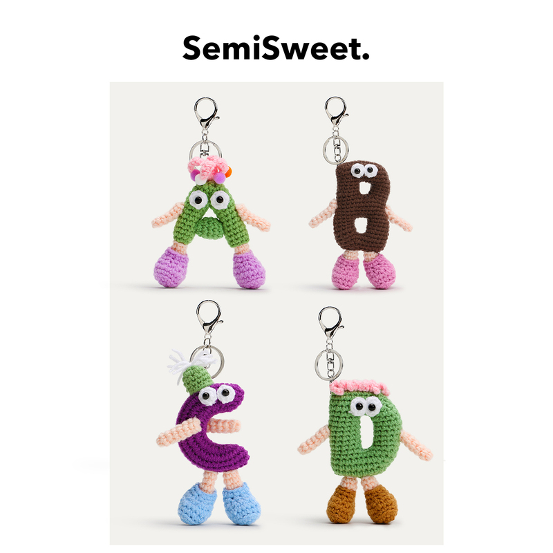 Original Woolen Hand-Knitted English Letter Pendant, Fun Crochet Initial Letter Backpack Decoration Keychain Original Woolen Hand-Knitted English Letter Pendant, Fun Crochet Initial Letter Backpack Decoration Keychain