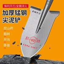 Xinjiang German manganese steel shovel household trenching farm tools digging tip shovel thickened iron shovel large round shovel gardening dig