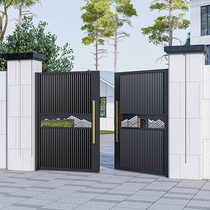 Iron courtyard door aluminum alloy villa door double door outdoor garden yard door aluminum art electric door customization