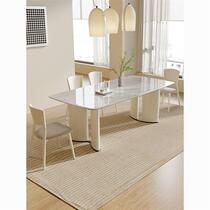 Light luxury wabi-sabi natural luxury stone marble dining table microcrystalline cream style dining table high-end super crystal stone dining table