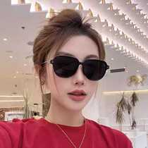 Korean style black sunshade round face round frame anti-UV sunglasses for women high-end anti-UV holiday sunglasses for men