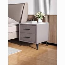 Bedside table leather modern simple small solid wood bedroom light luxury bedside table simple minimalist slate small cabinet