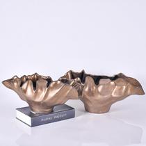 Modern simple metal glaze special-shaped petals ceramic ornaments abstract soft decorations entrance living room ornaments ceramics