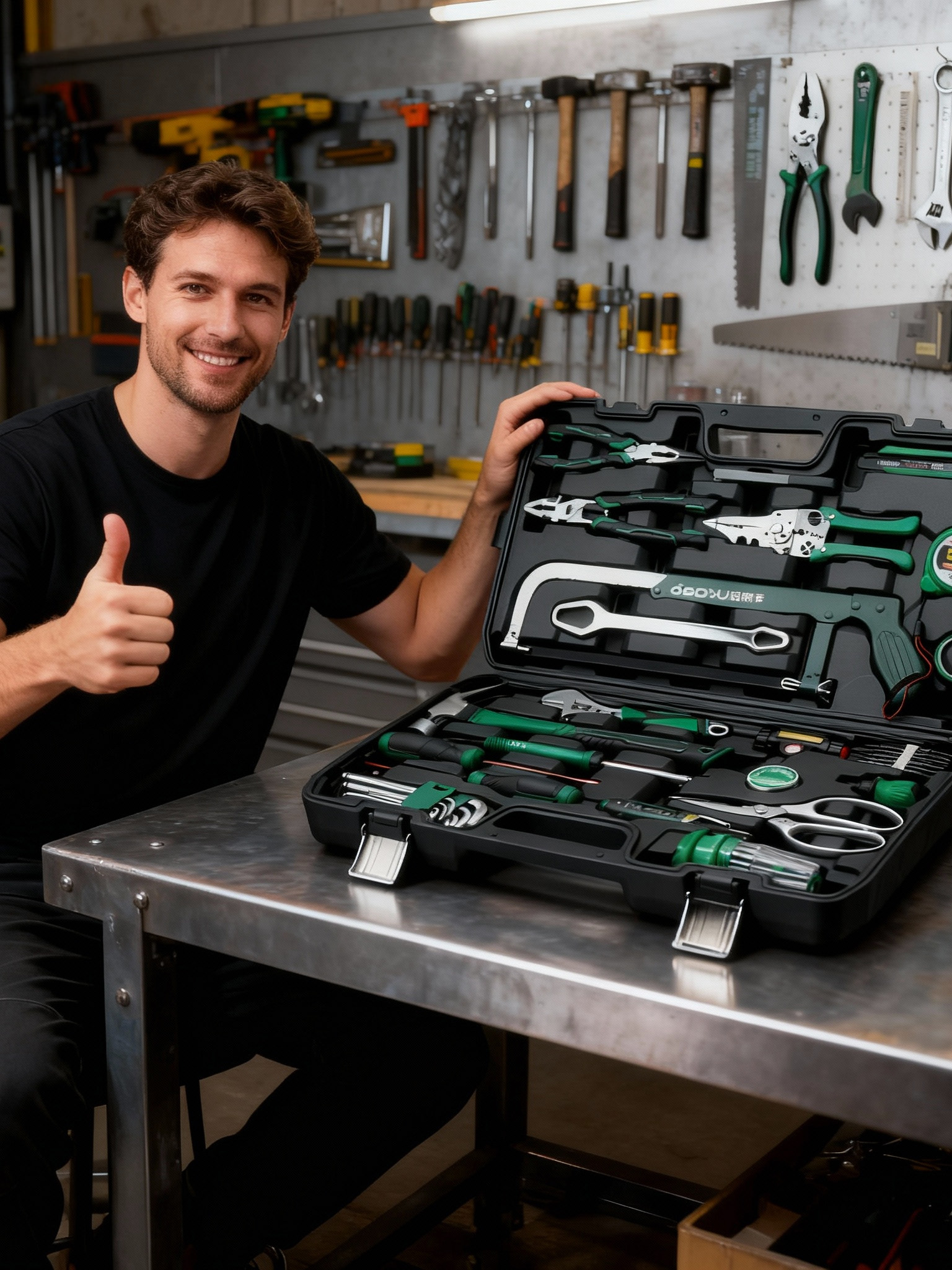 Industrial-Grade Hardware Tool Box Set, Multi-Functional Household Electrician Repair Tool Kit, Complete Set for Vehicle Use